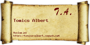 Tomics Albert névjegykártya